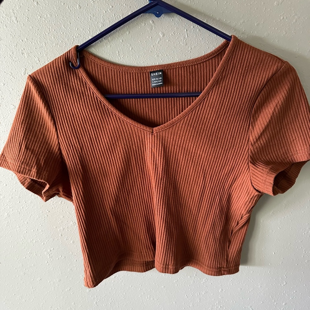 Brown SHEIN Cropped T-shirt Size Large